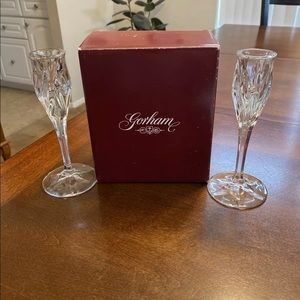 Vintage Gotham 6.5” Crystal Star Blossom Candlesticks Made in Germany New in Box